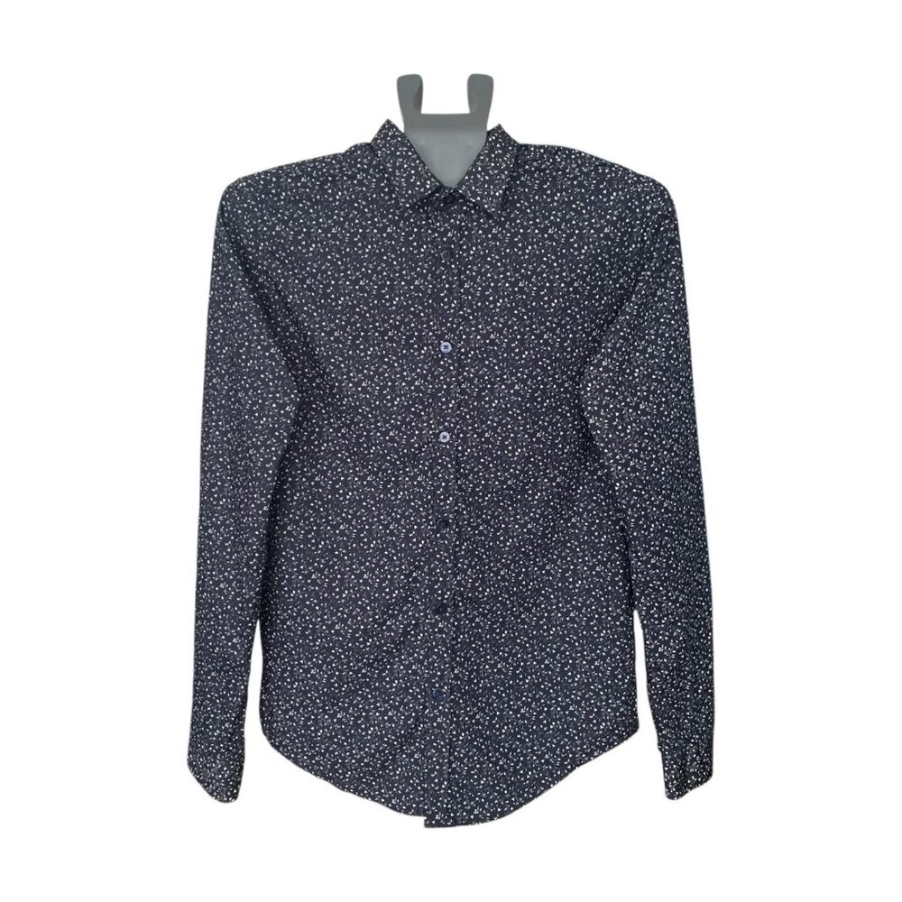 NWOT Zara Man Slim-Fit Cotton Shirt | Small | Navy/White